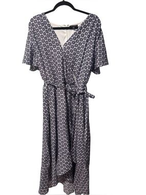 Lane Bryant Flowy faux wrap Maxi Dress flutter sleeve size 22 career party